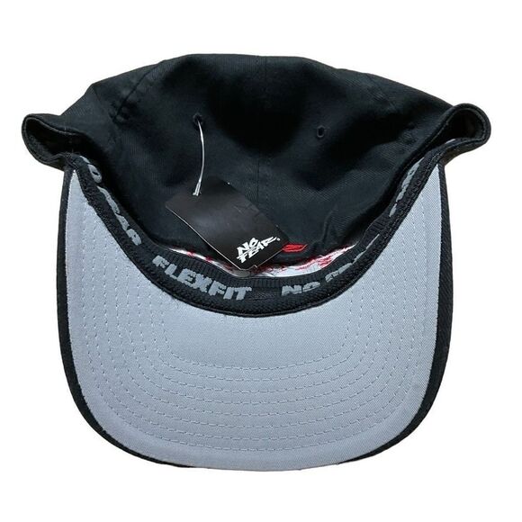 No Fear Hat Skull Flag Flex Ball Cap Black Red Stitching Small/Medium - Picture 8 of 16